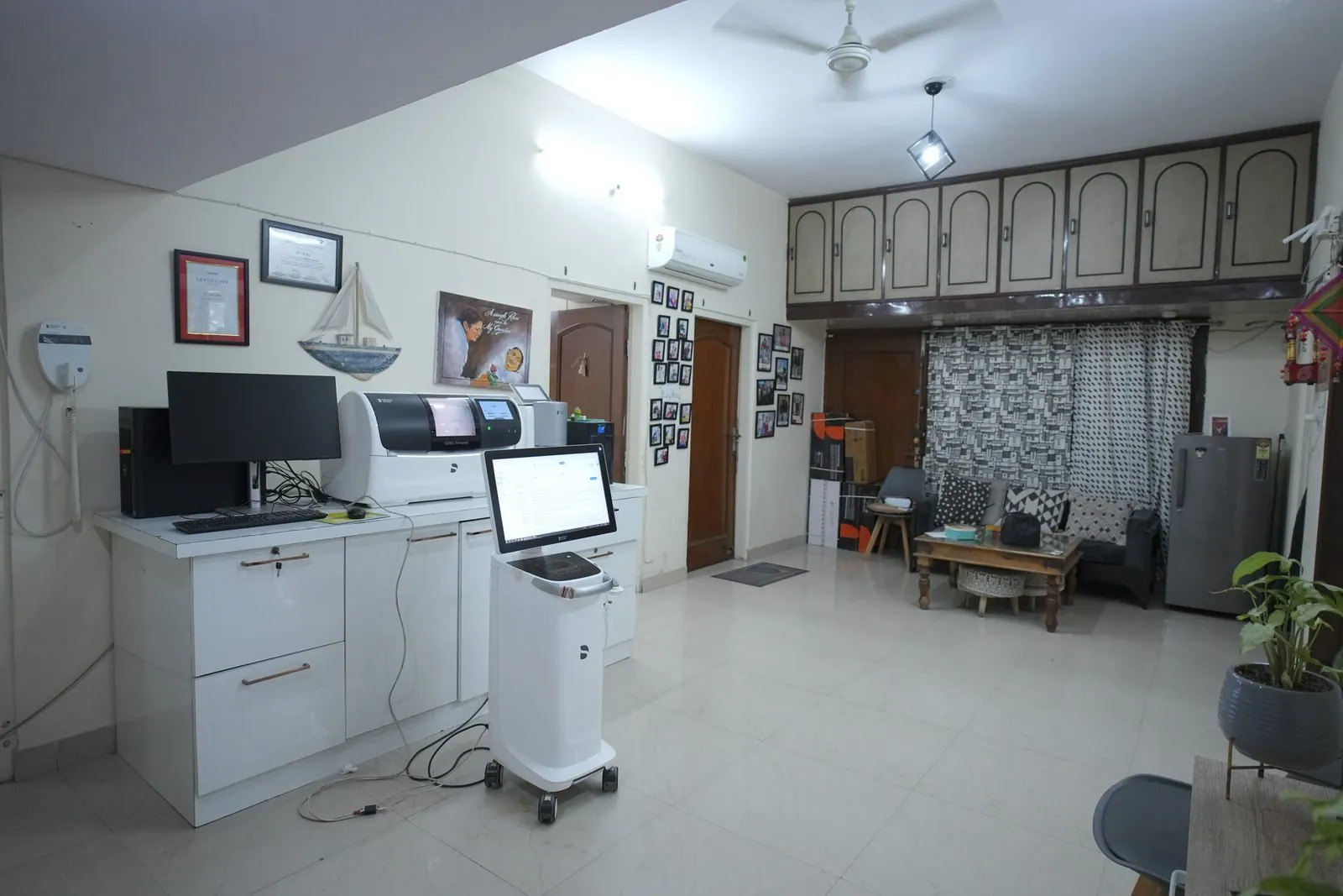 Reception and digital dental equipment area at Your Dentist clinic, Malviya Nagar, Jaipur